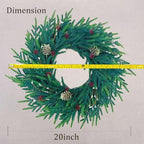 20 Inch Christmas Wreath for Front Door, Artificial Realistic Green Pine with Gold Pinecone, Door Wall Window Fireplace Party Decor