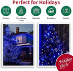 LAMPHOME 66ft Christmas Decorative Mini Lights, 200 LED Transparent Wire Fairy Starry String Lights Plug in, 16 Lighting Modes for Indoor Outdoor Xmas Tree Wedding Party Decoration (White +Blue)