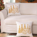 GEEORY Christmas Pillow Covers 18x18 Inch Set of 2, Xmas Decorations Tree Luxurious Velvet Embroidered Throw Pillows Farmhouse Winter Holiday Decor Cushion Case for Sofa & Bed White GX007-18