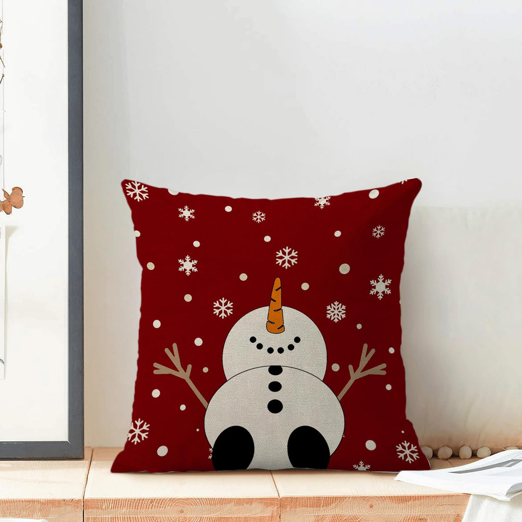 Christmas Pillow Covers 18x18,Red Snowman Outdoor Decorative Throw Pillows for Couch,Winter Snowflakes Xmas Decor Cushion Cover 2 Pcs Farmhouse Pillowcase for Bed Safa