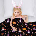 Halloween Blanket Cute Gnome Pumpkin Black Blanket Halloween Lightweight Throw Blanket for Women Kids Soft Cozy Fleece Couch Living Room 40x50 inches