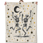 Zeleda Funny Skeleton Fleece Blanket, Soft Throw with Dancing Skull and Moon, Lightweight Cozy Blankets for All Seasons, Gothic Home Decor and Gifts for Halloween and Goth Lovers, 50x60 Inch