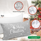 Lanpn White and Grey Christmas Lumbar Throw Pillow Covers 12x24 Set of 4, Decorative Long Gray Winter Snowflake Xmas Cushion Covers Pillow Cases for Home Bedroom Room Holiday Couch Decor Decorations