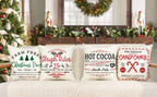 4TH Emotion Farmhouse Christmas Pillow Covers 18x18 Set of 4 Winter Holiday Decorations Xmas Rustic Throw Cushion Case for Sofa Couch Home Decor (Sleigh Rides, Farm Fresh Tree, Cocoa, Candy Canes)