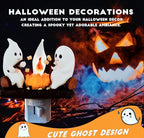 Ghost Campfire Nightlight,Halloween Campfire Flickering Night Light,3D Spooky Fire Marshmallow Night Light for Halloween Decor (Cute Ghost)