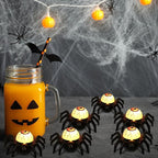 Halloween Decorations Tea Lights Candles with 6H Timer, 6 PCS Battery Operated LED Candle Spider Eyeballs Flameless Flickering Table Party Halloween Decor Indoor