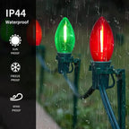 25Ft C9 LED Christmas Lights Outdoor Indoor, Clear Red Green Vintage String Lights, Connectable Dimmable Holiday Decor for Xmas Tree Roofline Patio Backyard Cafe, 25 Bulbs
