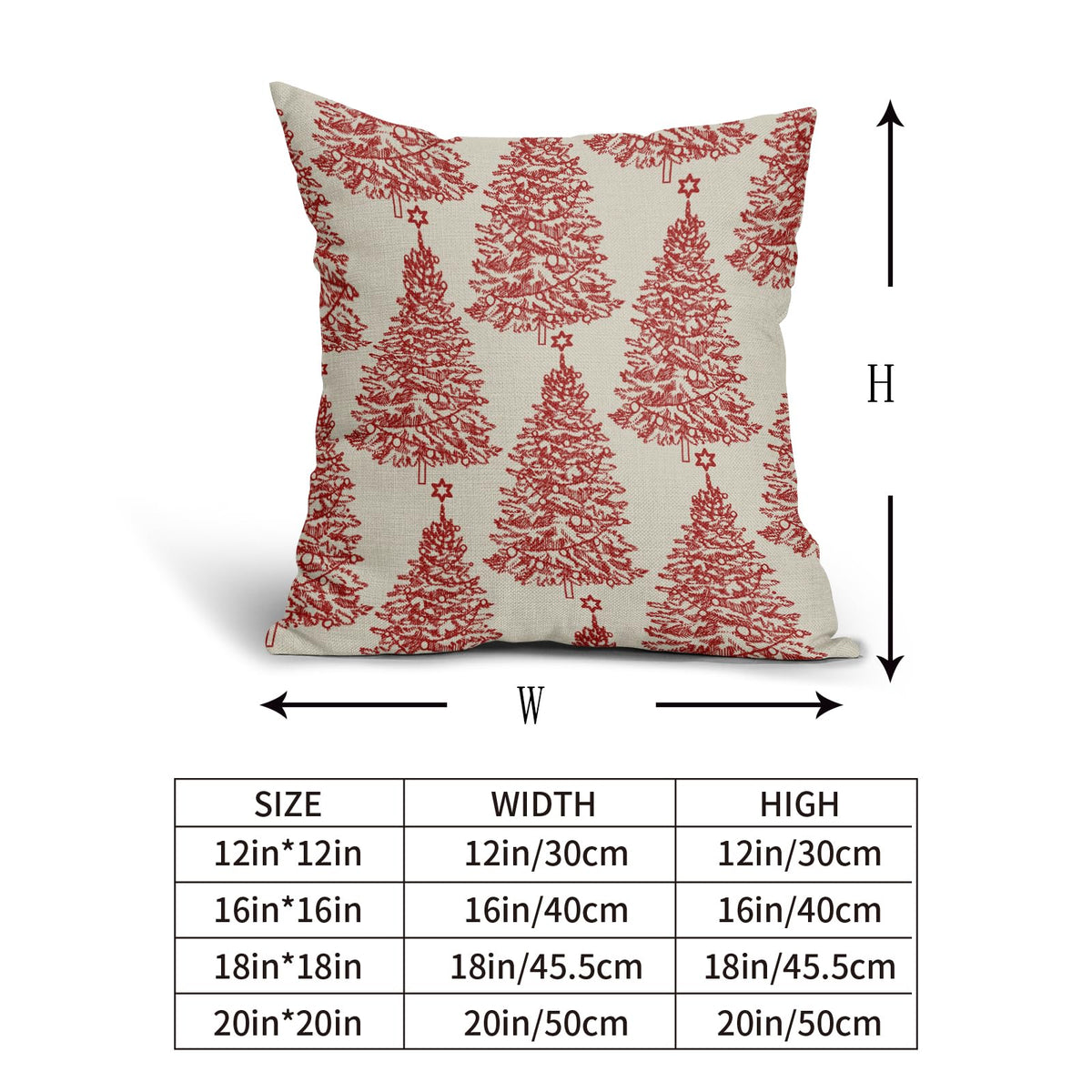 Aytipun Christmas Tree Pillow Covers 18x18 Set of 2 Red Rustic Vintage Decorative Throw Pillowcases for Home, Living Room, Bedroom, Sofa, Couch, Bed, Chair, Stool, Porch, Office, Cafe, Car
