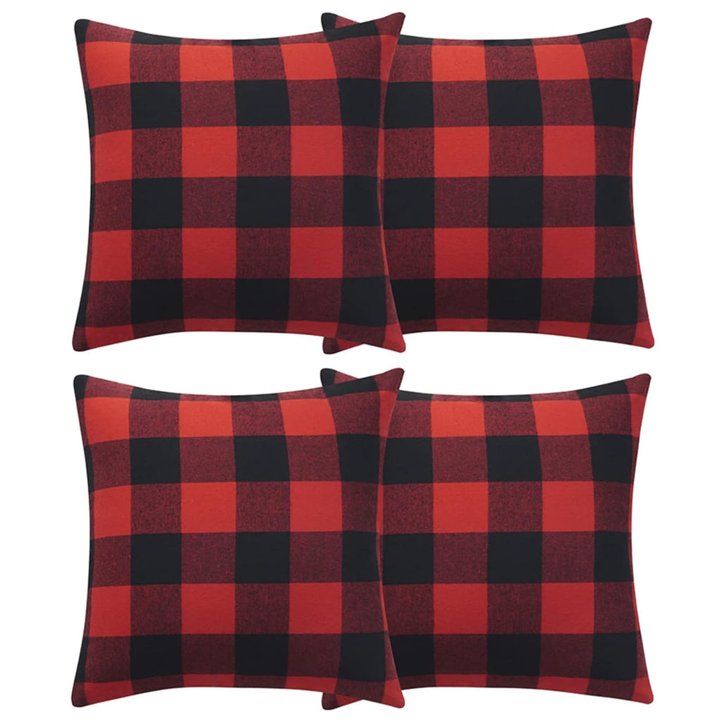Volcanics Christmas Pillow Covers 18x18 Set of 4, Red and Black Classic Buffalo Check Plaid Decorative Throw Pillow Covers, Farmhouse Square Pillow Case Cushion Pillowcase for Holiday Home Decor Sofa