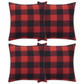 Volcanics Christmas Pillow Covers 18x18 Set of 4, Red and Black Classic Buffalo Check Plaid Decorative Throw Pillow Covers, Farmhouse Square Pillow Case Cushion Pillowcase for Holiday Home Decor Sofa