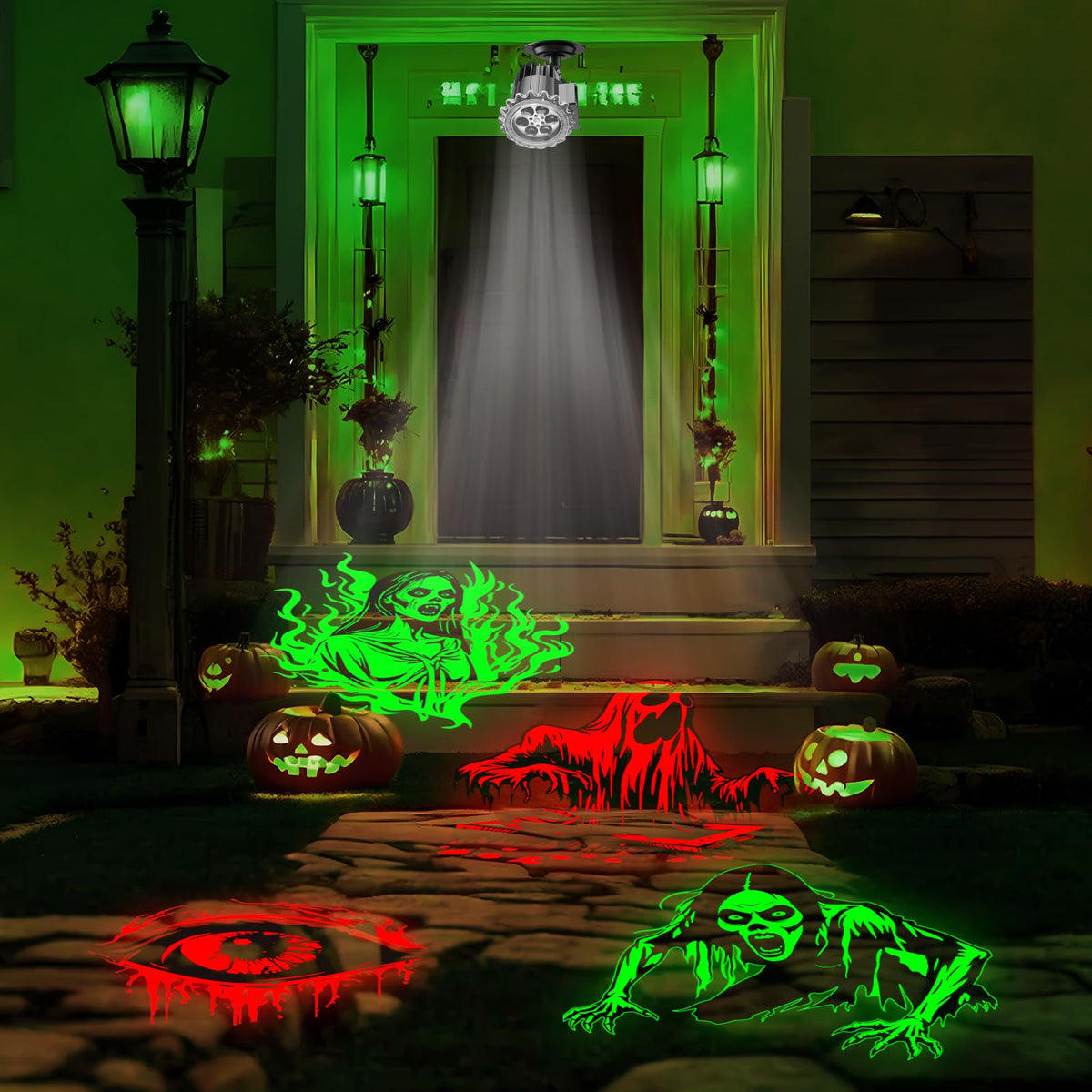 Halloween Projector Lights Outdoor - LED Rotating Skull & Ghost Projection Light, Waterproof Halloween Light Projector, Indoor/Outdoor Decor for Home, Yard, Party, Window & Wall