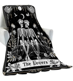 amepay The Lovers Skeleton Blanket Gifts for Kids Adult Women,Gothic Romantic Flannel Throw Blankets,Soft Comfy Lightweight for Room Couch Bed Sofa Bold Halloween Goth Decor,Horror Lovers 60x50in