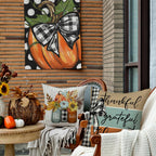 GEEORY Fall Blue Pumpkin Sunflower Buffalo Plaid Pillow Covers 18x18 Set 4