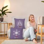 JINYO Purple Winter Christmas Tree Snowflake Pillow Covers 18x18, Purple Christmas Decor, Xmas Hello Winter Holiday Throw Pillow Covers for Home Living Room Bedroom Sofa Couch Set of 2