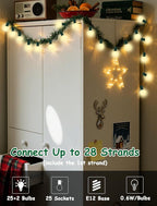 25Ft Outdoor Christmas Lights, Dimmable G40 LED Patio String Lights with 27 Frosted White Globe Bulbs, Green Wire Outdoor Christmas Decorations Lights Waterproof for Wedding Party Porch Backyard