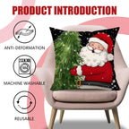 Red Black Christmas Pillow Covers 18x18 Set of 4 Farmhouse Xmas Decorations Snowman Wreath Santa Claus Tree Merry Christmas Holly Jolly Winter Holiday Decor Throw Cushion Case for Home Couch S24C27