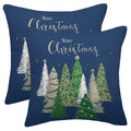 AELUTYSH Blue Christmas Pillow Covers 18x18 Inch Set of 2, Christmas Tree Gold Star Decorative Throw Pillows Winter Pillow Case Holiday Christmas Decor Cushion Cover for Home Sofa Couch