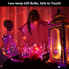 BrizLabs Purple & Orange Halloween Lights, 2 Pack 17.48ft 50 LED Halloween String Lights with Remote, 8 Modes Battery Purple & Orange Fairy Light Waterproof Twinkle Light for Outdoor Haunted Decor