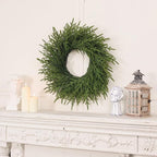 26" Norfolk Pine Wreath for Front Door, Artificial Christmas Wreaths Faux Green Fake Pine Needles Wreath for Front Door Wall Windows Indoor Outdoor Christmas Decor