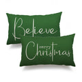 Christmas Throw Pillow Covers 12x20 Inch Set of 2 Merry Christmas Farmhouse Decorations Believe Holiday Decor Throw Cushion Case for Home Couch