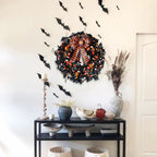 Bibelot 22inch Halloween Eucalyptus Wreaths Bow Decorative Wreaths Black Wreaths Pumpkin Decorative Party Holiday Celebration Indoor Outdoor Home Decoration
