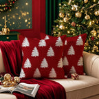 Artmag Christmas Pillow Covers 24x24 Inch Set of 2 Decorative Xmas Tree Red Throw Pillow Covers for Winter Holiday Decoration Coach Sofa Living Room