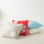 AFIRMLY 18x18,Cotton Christmas Blessing Throw Pillow Cover for Bed Sofa Cushion Car Snowflake Embroideried Pillowcases,1pair Grey