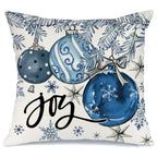 AACORS Christmas Pillow Cover 20X20 Inch Baubles Christmas Tree Stars Joy Decoration Holiday Farmhouse Winter Pillow Case for Sofa Couch Decor（Blue） AA614-20