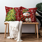Cryfox Xmas Snowman Pillow Covers 18x18 Pillow Cases Winter Christmas Tree Pillow Cover Set of 2 Holiday Cushion Case Xmas Decoration for Couch Bed Sofa