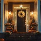 Realistic Fall Wreath with Lights, 22" Fall Wreaths for Front Door with Pumpkins Fall Leaves Berries Pine Cones,Autumn Wreath Fall Decorations for Home Thanksgiving Halloween Decorations for Wall Door