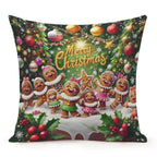 Jiaopenyou Throw Pillow Cover 20x20 Inch,Gingerbread Girls Dancing with The Words Merry Christmas Throw Pillow Case,Home Decor Cushion Covers for Sofa Living Room Couch Bed