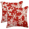 AELUTYSH Red Christmas Pillow Covers 18x18 Inch Set of 2 Winter Snowflake Decorative Throw Pillows Farmhouse Holiday Christmas Decor Cushion Covers Linen for Home Living Room Bed Outdoor