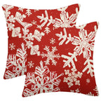 AELUTYSH Red Christmas Pillow Covers 18x18 Inch Set of 2 Winter Snowflake Decorative Throw Pillows Farmhouse Holiday Christmas Decor Cushion Covers Linen for Home Living Room Bed Outdoor