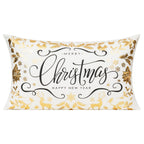Christmas White Gold Lumbar Throw Pillow Covers 12X20 Set of 2 Winter Xmas Outdoor Navidad Decorations Reindeer Tree Home Holiday Décor Ornaments Velvet Cushion for Bed Room Sofa Couch Livingroom