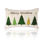 Lewondr 12x20 Inch Christmas Throw Pillow Cover, Christmas Decorative Pillow Case with Embroidered Xmas Tree, Throw Pillowcase Cushion Cover Xmas Decor for Bed Home Decor Living Room (1PCS)