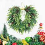 20 inch Christmas Wreath for Front Door- Indoor and Outdoor, Artificial Christmas Wreath Decorated with Pine Cones and Cypress Trees, Rural Farmhouse Holiday Wreath Decoration