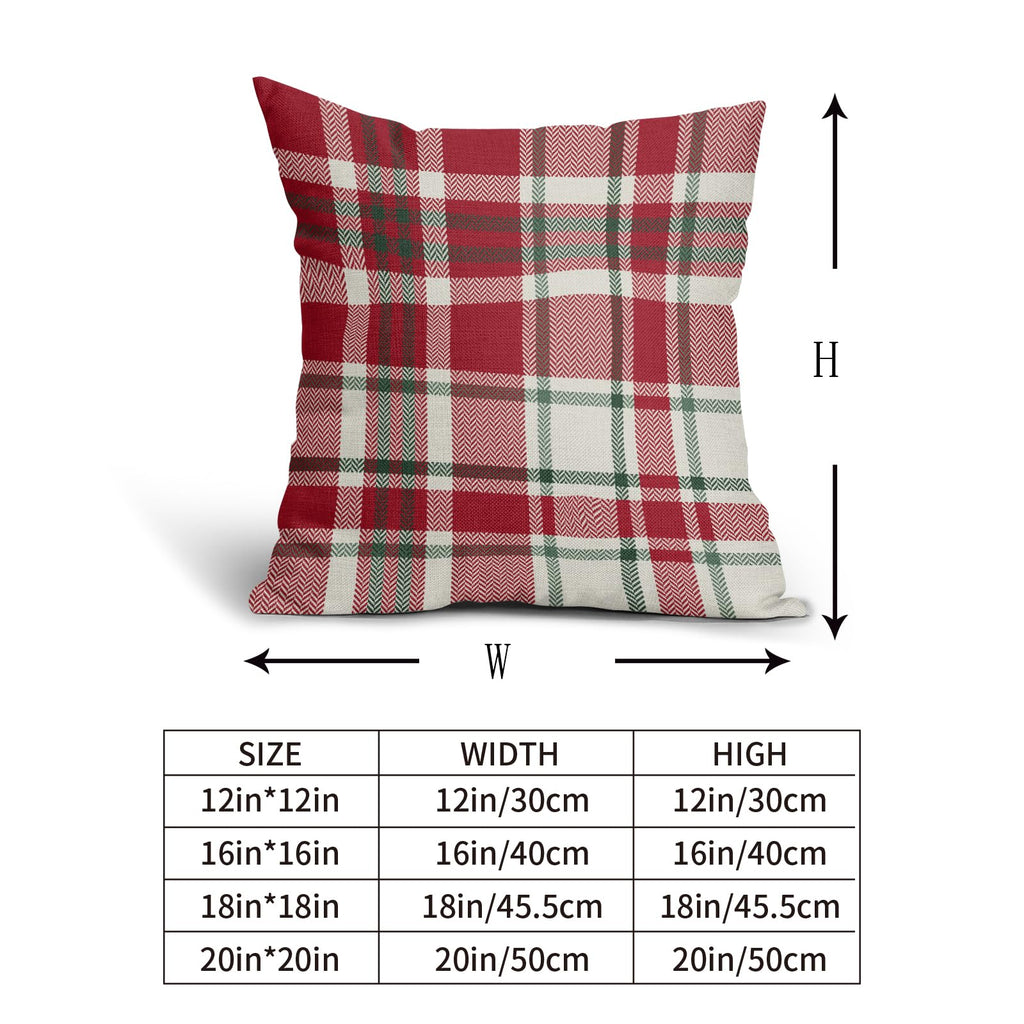 Christmas Plaid Pillow Covers 18x18 Set of 2 Red Green Cream Buffalo Checkered Decorative Tartan Pillowcases Xmas Winter Holiday Outdoor Rustic Farmhouse Throw Cushion Case Decor for Couch Sofa Bed