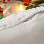 MIULEE Christmas Snowflake Decorative Throw Pillow Covers Set of 2,Soft Fluffy Faux Wool Winter Holiday Couch Pillows for Farmhouse Boho Home Decor Sofa Bed Porch Living Room 18x18 Inch Pure White