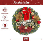 FR Artificial Pre-Lit Fir Christmas Wreath Holiday Accent Decoration, Wintry Pine, Decorated with Pine Cones Berry Clusters, with LED Lights Battery Operated for Door, Mantel - 20 Inch