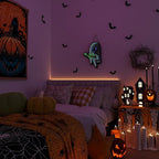 Halloween Ghost Night Lights, 3D Infinite Mirror Ghost Light with Bat, 12.2" x 16.54" LED Lighted Halloween Indoor Decoration for Kids Party Windows Doors Walls, Battery/USB & Plug-in Lights Sign