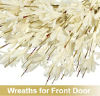 26 Inch Realistic Fall Wreaths for Front Door Outside Autumn Wreath Outdoor Indoors Fall Decorations for Home Thanksgiving Halloween Holiday Decorations Clearance for Wall Porch Door (Fall White)