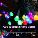 Christmas Lights Outdoor 19Ft 70 LED Chritmas Globe String Lights with Pearlized Glass Bulb UL Certified Christmas Tree Lights for Tree Decor