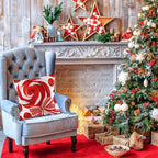 Heirloom Haven 4pcs Christmas Pillow Covers Decoration,18x18in Red Candy Pillow Case Merry Bright Holly Throw Pillow Covers Cushion Cases for Winter Holiday Seasonal Farmhouse Couch Sofa Home Decor