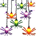 7Ft Halloween Spider String Lights, Halloween Decorations Lights with 10 LED Colorful Spider Lights 15 Mini Purple Bulbs, Hanging Fairy Lights for Outdoor Curtain Garden Porch Bar Party Bedroom Decor