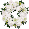 WELL KNOWN Fall & Winter White Wreaths for Front Door, Silk Aritificial Peony Wreath for Front Door Porch, Indoor Wall Window Home Decor, Farmhouse Thanks Giving Christmas Party Wediing Decor & Gift
