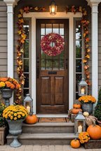 Fall Wreaths for Front Door, 24 inch Fall Hydrangea Wreaths for Front Door Outside Large Artificial Autumn Floral Wreath for Thanksgiving Harvest Christmas Wall Mantel Porch Indoor Outdoor Decor