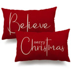 DFXSZ Christmas Throw Pillow Covers 12x20 Inch Set of 2 Merry Christmas Farmhouse Decorations Believe Holiday Decor Throw Cushion Case for Home Couch