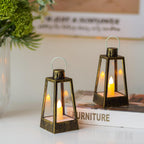 Romadedi Mini Decorative Lantern for Centerpieces - 10 Pcs Small Gold Candle Lanterns with Flickering LED Candles for Wedding Table Decor Christmas Party Halloween, Battery Included
