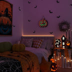 Halloween Pumpkin Night Lights, 12.2" x 16.54" 3D Infinite Mirror Pumpkin Light, LED Lighted Halloween Indoor Decoration for Kids Party Windows Doors Walls, Battery/USB & Plug-in Lights Sign