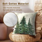 Green Christmas Tree Pillow Covers 16x16 In, Winter Nature Birch Forest Snowflake Throw Pillows Cover Farmhouse Decorative Pillow Case for Couch Bed Sofa Outdoor Patio Decor